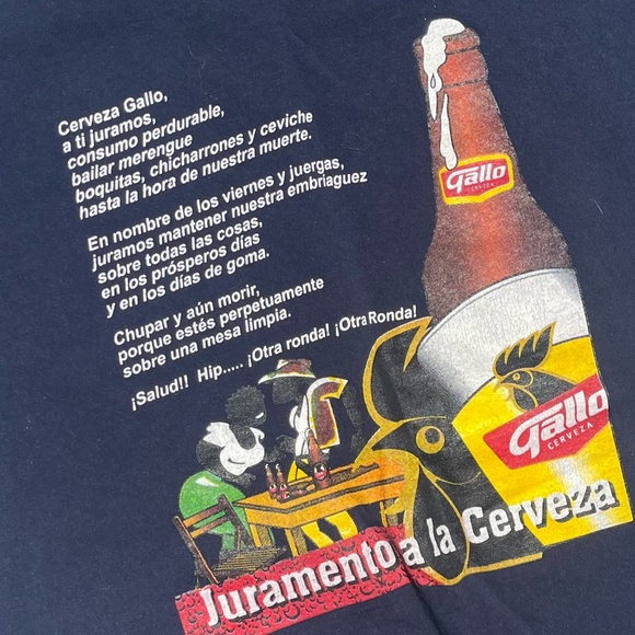Vintage Rare El Gallo Cerveza dark blue t shirt - Picture 4 of 5